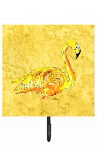 Flamingo on Yellow Leash Or Key Holder