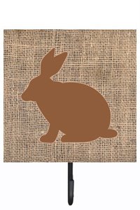 Rabbit Burlap and Brown Leash Or Key Holder