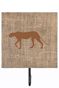 Leopard Burlap and Brown Leash Or Key Holder