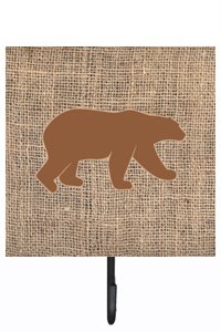 Bear Burlap and Brown Leash Or Key Holder