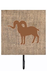 Sheep Burlap and Brown Leash Or Key Holder