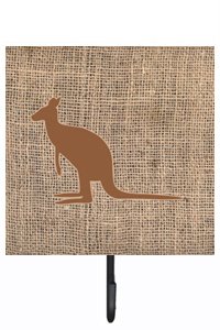 Kangaroo Burlap and Brown Leash Or Key Holder