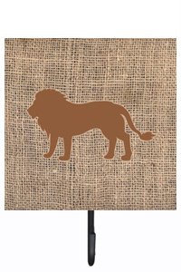 Lion Burlap and Brown Leash Or Key Holder
