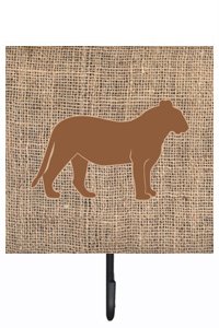 Tiger Burlap and Brown Leash Or Key Holder