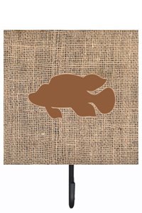 Fish - Tropical Fish Burlap and Brown Leash Or Key Holder