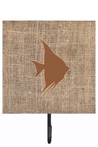Fish - Angel Fish Burlap and Brown Leash Or Key Holder