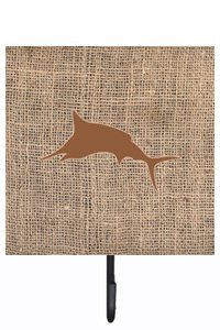 Fish - Marlin Burlap and Brown Leash Or Key Holder