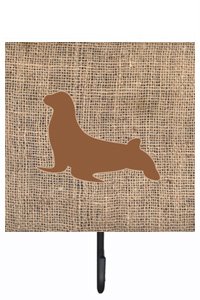 Seal Burlap and Brown Leash Or Key Holder