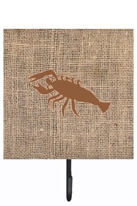 Lobster Burlap and Brown Leash Or Key Holder