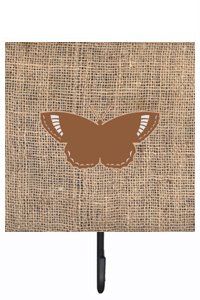 Butterfly Burlap and Brown Leash Or Key Holder