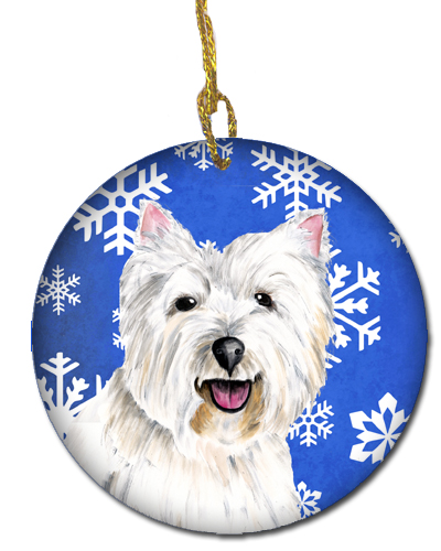 Westie Winter Snowflakes Holiday Ceramic Ornament