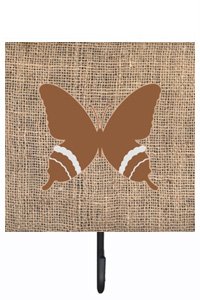 Butterfly Burlap and Brown Leash Or Key Holder