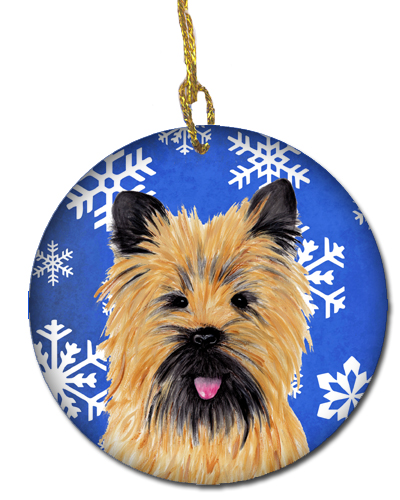 Cairn Terrier Winter Snowflakes Holiday Ceramic Ornament