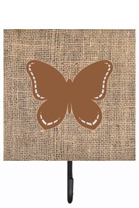 Butterfly Burlap and Brown Leash Or Key Holder