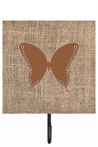 Butterfly Burlap and Brown Leash Or Key Holder