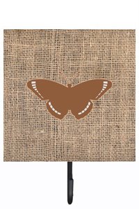 Butterfly Burlap and Brown Leash Or Key Holder