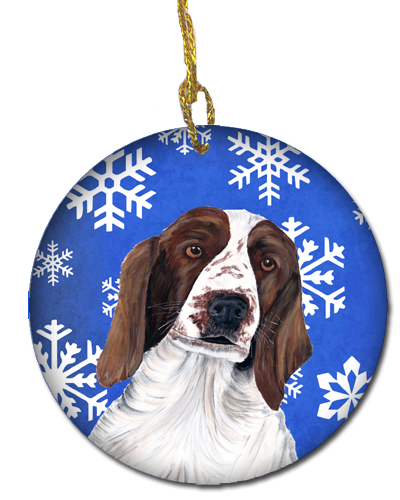 Welsh Springer Spaniel Winter Snowflakes Holiday Ceramic Ornament
