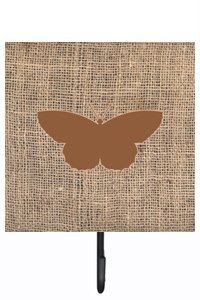 Butterfly Burlap and Brown Leash Or Key Holder