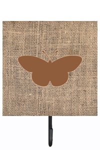 Butterfly Burlap and Brown Leash Or Key Holder
