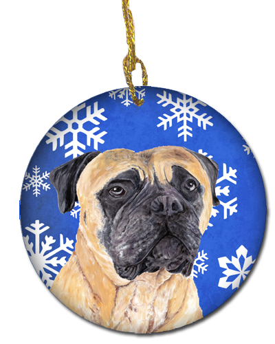 Mastiff Winter Snowflakes Holiday Ceramic Ornament