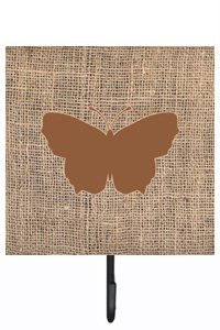 Butterfly Burlap and Brown Leash Or Key Holder