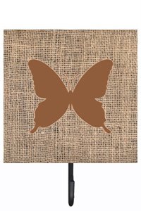 Butterfly Burlap and Brown Leash Or Key Holder