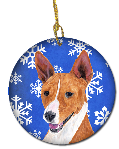 Basenji Winter Snowflakes Holiday Ceramic Ornament