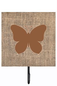 Butterfly Burlap and Brown Leash Or Key Holder