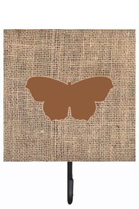 Butterfly Burlap and Brown Leash Or Key Holder