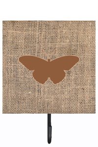 Butterfly Burlap and Brown Leash Or Key Holder