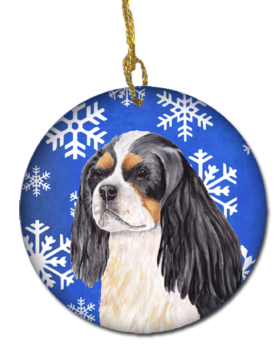 Cavalier Spaniel Winter Snowflakes Holiday Ceramic Ornament