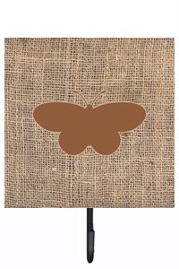 Butterfly Burlap and Brown Leash Or Key Holder