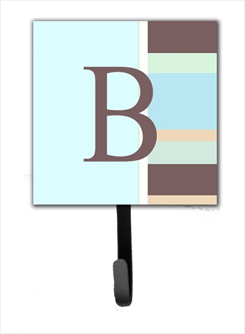 Letter B Initial Monogram - Blue Stripes Leash Holder Or Key Hook