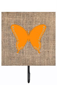Butterfly Burlap and Orange Leash Or Key Holder