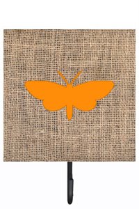 Moth Burlap and Orange Leash Or Key Holder