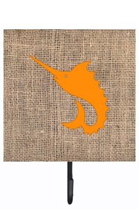 Fish - Sword Fish Burlap and Orange Leash Or Key Holder