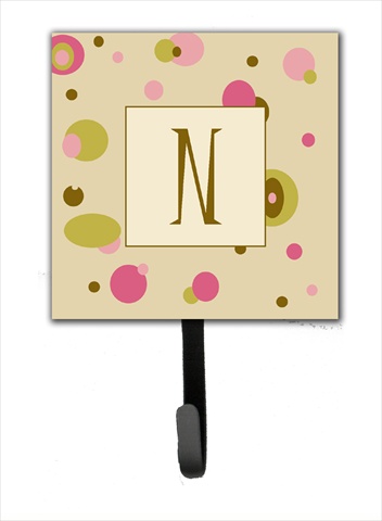 CJ1004-NSH4 Letter N Initial Monogram - Tan Dots Leash Holder Or Key Hook