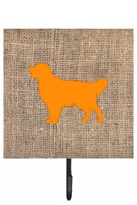 Golden Retriever Burlap and Orange Leash Or Key Holder