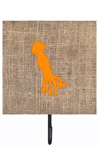 Squid Burlap and Orange Leash Or Key Holder