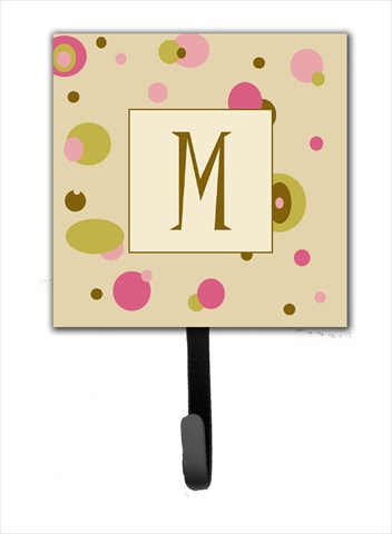 CJ1004-MSH4 Letter M Initial Monogram - Tan Dots Leash Holder Or Key Hook