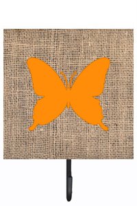 Butterfly Burlap and Orange Leash Or Key Holder