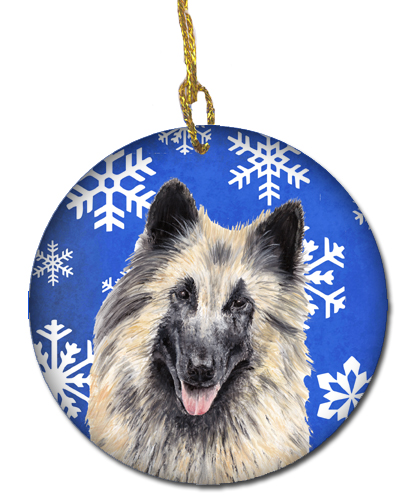 Belgian Tervuren Winter Snowflakes Holiday Ceramic Ornament