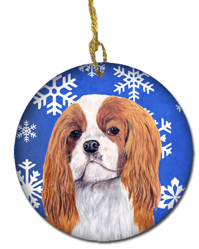 Cavalier Spaniel Winter Snowflakes Holiday Ceramic Ornament