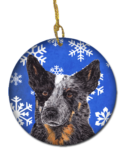 Australian Cattle Dog Winter Snowflakes Holiday Ceramic Ornament