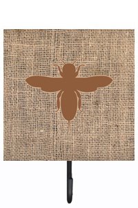 Bee Burlap and Brown Leash Or Key Holder