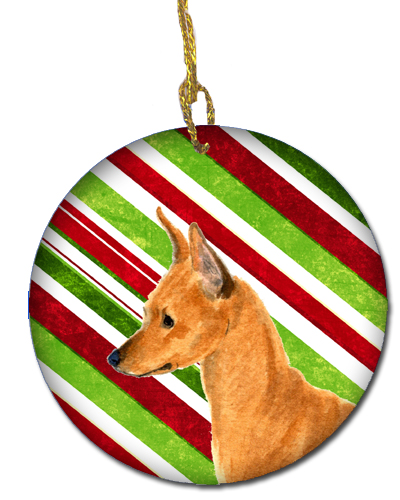Min Pin Candy Cane Holiday Christmas Ceramic Ornament