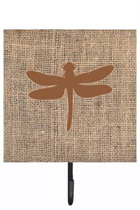 Dragonfly Burlap and Brown Leash Or Key Holder