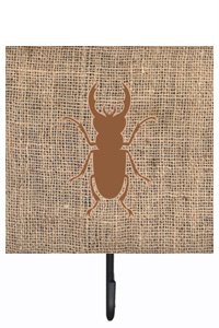 Beetle Burlap and Brown Leash Or Key Holder