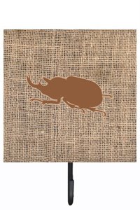 Beetle Burlap and Brown Leash Or Key Holder