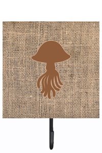 Jellyfish Burlap and Brown Leash Or Key Holder